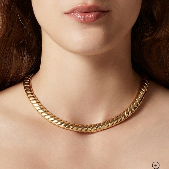 J. Crew  Snake Chain Collar Necklace In Shiny Matte Gold - Picture 5 of 7